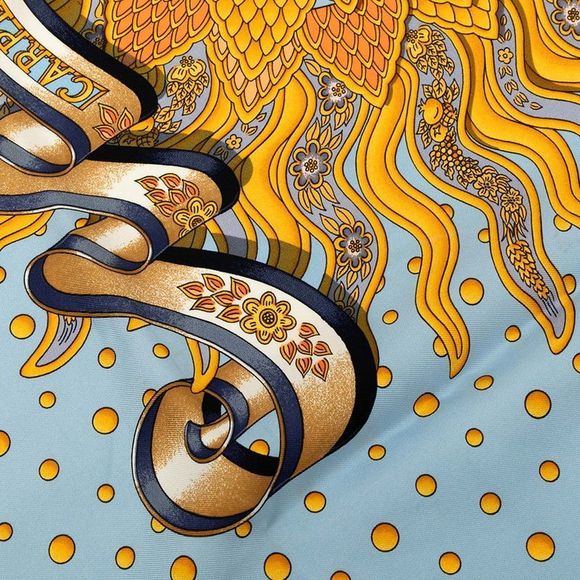 Hermes Carré 90 Carpe DIEM Enjoy The Day Blue Gold Multicolor Silk Women's - Picture 5 of 9